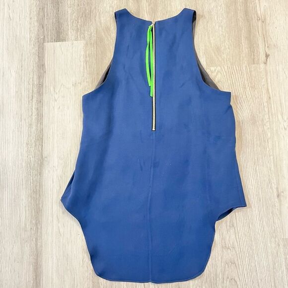 Rag & Bone Blue Sleeveless Back Zip Lined Silk Blend Hi-Low Tunic Top Size Small - Picture 3 of 6